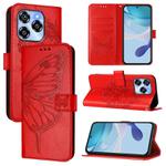 For Oukitel C50 Embossed Butterfly Leather Phone Case(Red)