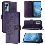 For Ulefone Note 14 Embossed Butterfly Leather Phone Case(Dark Purple)