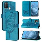 For ZTE Blade A52 Embossed Butterfly Leather Phone Case(Blue)