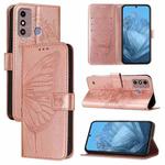 For ZTE Blade A53 Embossed Butterfly Leather Phone Case(Rose Gold)