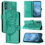 For ZTE Blade A53 Embossed Butterfly Leather Phone Case(Green)