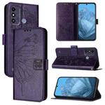 For ZTE Blade A53 Embossed Butterfly Leather Phone Case(Dark Purple)
