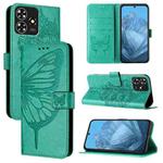 For ZTE Blade A73 4G Embossed Butterfly Leather Phone Case(Green)