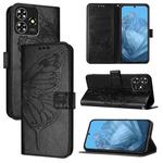For ZTE Blade A73 4G Embossed Butterfly Leather Phone Case(Black)