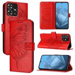 For ZTE Blade A73 4G Embossed Butterfly Leather Phone Case(Red)