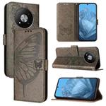 For ZTE Blade A73 5G Embossed Butterfly Leather Phone Case(Grey)