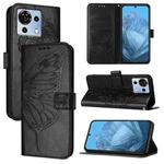 For ZTE Blade V50 Vita Embossed Butterfly Leather Phone Case(Black)