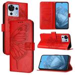 For ZTE Blade V50 Vita Embossed Butterfly Leather Phone Case(Red)