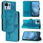 For ZTE Blade V50 Vita Embossed Butterfly Leather Phone Case(Blue)