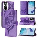 For ZTE Blade V40s Embossed Butterfly Leather Phone Case(Purple)