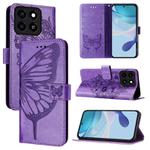 For ZTE Blade A35 / A55 Embossed Butterfly Leather Phone Case(Purple)