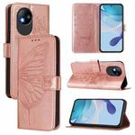 For ZTE Blade A35 Lite / A35 Core Embossed Butterfly Leather Phone Case(Rose Gold)