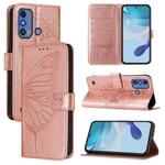 For ZTE Blade A53 Pro Embossed Butterfly Leather Phone Case(Rose Gold)