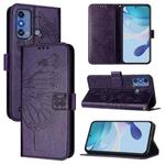 For ZTE Blade A53 Pro Embossed Butterfly Leather Phone Case(Dark Purple)