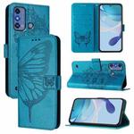 For ZTE Blade A53 Pro Embossed Butterfly Leather Phone Case(Blue)