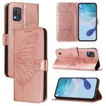 For ZTE Blade A52 Lite Embossed Butterfly Leather Phone Case(Rose Gold)