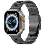 For Apple Watch Ultra 49mm Rice Ears Safety Buckle Titanium Alloy Watch Band(Black)