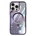 For iPhone 15 Pro Blade MagSafe Magnetic Gradient Glitter PC Phone Case(Purple)