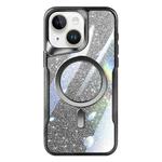 For iPhone 15 Plus Blade MagSafe Magnetic Gradient Glitter PC Phone Case(Black)