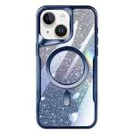For iPhone 15 Plus Blade MagSafe Magnetic Gradient Glitter PC Phone Case(Blue)