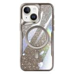 For iPhone 15 Blade MagSafe Magnetic Gradient Glitter PC Phone Case(Titanium Grey)