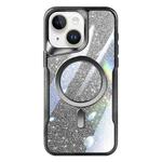 For iPhone 14 Plus Blade MagSafe Magnetic Gradient Glitter PC Phone Case(Black)