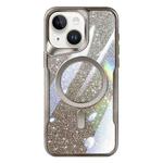 For iPhone 14 Plus Blade MagSafe Magnetic Gradient Glitter PC Phone Case(Titanium Grey)