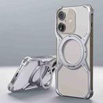 For iPhone 16 Aluminum Alloy Frameless 360-Degree Rotating Phone Case(Silver)