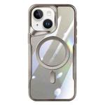 For iPhone 15 Plus Blade MagSafe Magnetic Transparent PC Phone Case(Titanium Grey)