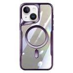 For iPhone 15 Plus Blade MagSafe Magnetic Transparent PC Phone Case(Purple)