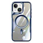 For iPhone 14 Plus Blade MagSafe Magnetic Transparent PC Phone Case(Blue)