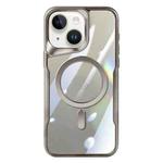For iPhone 14 Plus Blade MagSafe Magnetic Transparent PC Phone Case(Titanium Grey)