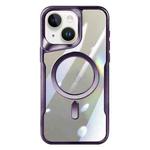 For iPhone 13 Blade MagSafe Magnetic Transparent PC Phone Case(Purple)