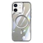 For iPhone 12 Blade MagSafe Magnetic Transparent PC Phone Case(Silver White)