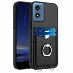For Motorola Moto G Play 2024 4G R20 Ring Card Holder Phone Case(Black)