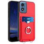 For Motorola Moto G Play 2024 4G R20 Ring Card Holder Phone Case(Red)