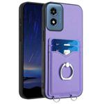 For Motorola Moto G Play 2024 4G R20 Ring Card Holder Phone Case(Purple)