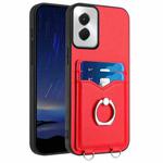 For Motorola Moto G Power 5G 2024 R20 Ring Card Holder Phone Case(Red)