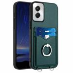 For Motorola Moto G Power 5G 2024 R20 Ring Card Holder Phone Case(Green)