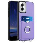 For Motorola Moto G Power 5G 2024 R20 Ring Card Holder Phone Case(Purple)