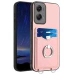 For Motorola Moto G Stylus 5G 2024 R20 Ring Card Holder Phone Case(Pink)