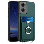 For Motorola Moto G Stylus 5G 2024 R20 Ring Card Holder Phone Case(Green)
