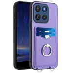 For Motorola Edge 60 Stylus 5G R20 Ring Card Holder Phone Case(Purple)