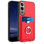 For OnePlus Nord CE4 / OPPO K12 5G R20 Ring Card Holder Phone Case(Red)
