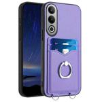 For OnePlus Nord CE4 / OPPO K12 5G R20 Ring Card Holder Phone Case(Purple)