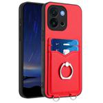 For OnePlus 13T R20 Ring Card Holder Phone Case(Red)