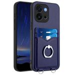 For OnePlus 13T R20 Ring Card Holder Phone Case(Blue)