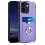 For OnePlus 13T R20 Ring Card Holder Phone Case(Purple)