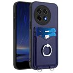 For OnePlus Ace 5 / Ace 5 Pro R20 Ring Card Holder Phone Case(Blue)