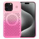 For iPhone 15 Pro Max Honeycomb Cooling Aromatherapy MagSafe Phone Case(Pink+Rose Red)